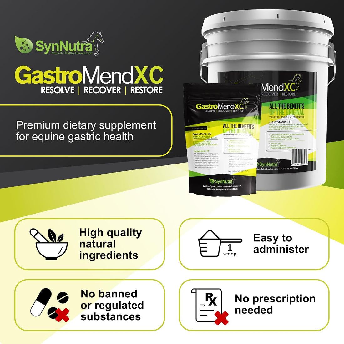 GastroMend XC Stomach Support for Horses, 30 Doses