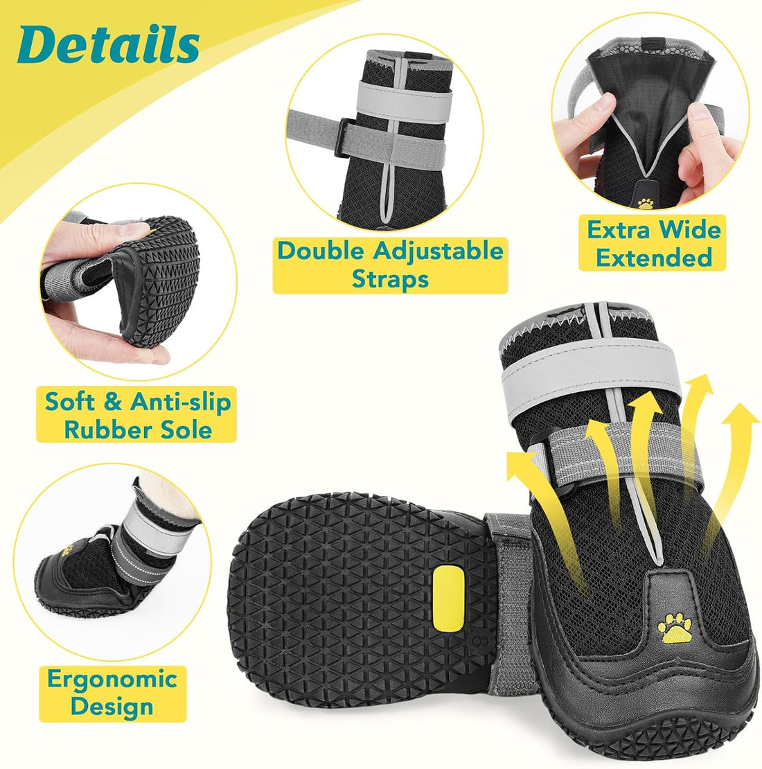 LUCKYPAW Dog Shoes for Large Medium Dogs