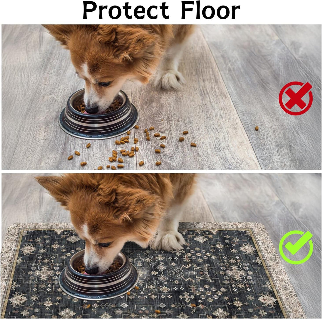 Pet Food Mats for Floor, Absorbent Dog Mat for Food and Water