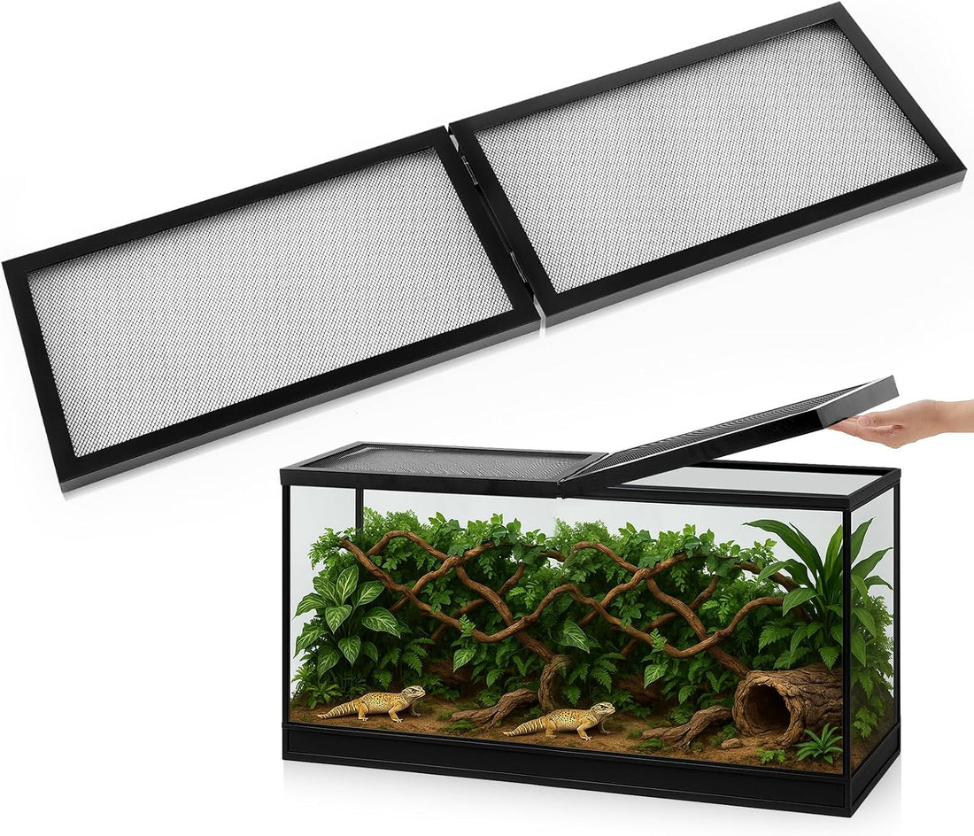 Landhoow 55 Gallon Aquarium Lid with Center Hinge, Fish Tank Screen