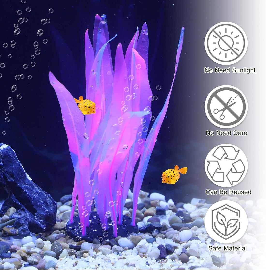 Aquarium Glowing Kelp Plant, Soft Silicone Glowing Decorations Pink