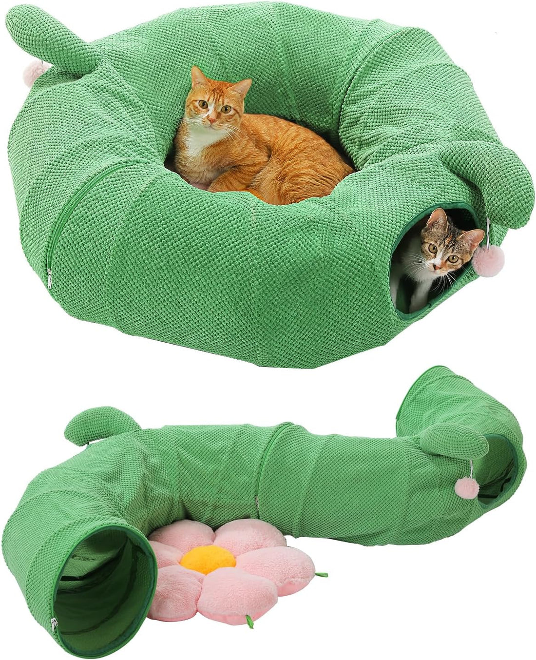 PEQULTI Grey Donut Cat Tunnel Bed Washable Plush Mat Multi for Small
