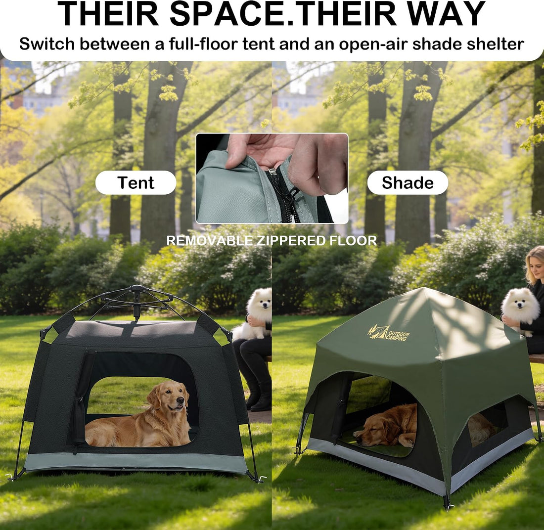 Pop-Up Dog Tent with Removable Floor for Camping and Outdoor Use