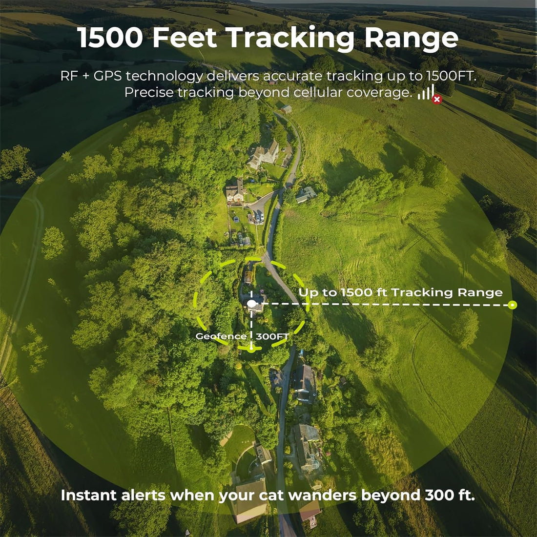 Cat GPS Tracker Without Subscription Fee, 1500 FT Range