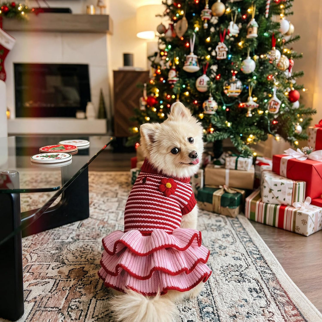 YUDODO Dog Sweater Dress for Small Dogs Girl