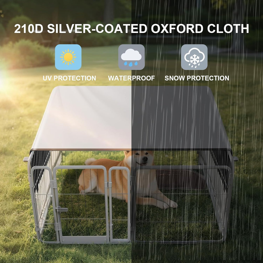 Dog Playpen Cover for 24" High 8-Panel Silvered Oxford,Playpen Not