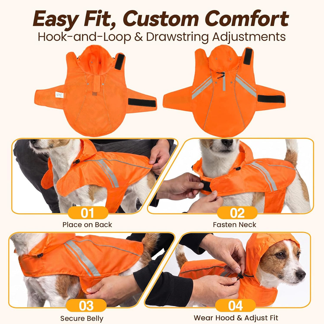 VIVAGLORY Wetoff Dog Raincoat, Rain Coat for Dog All Seasons Adventure