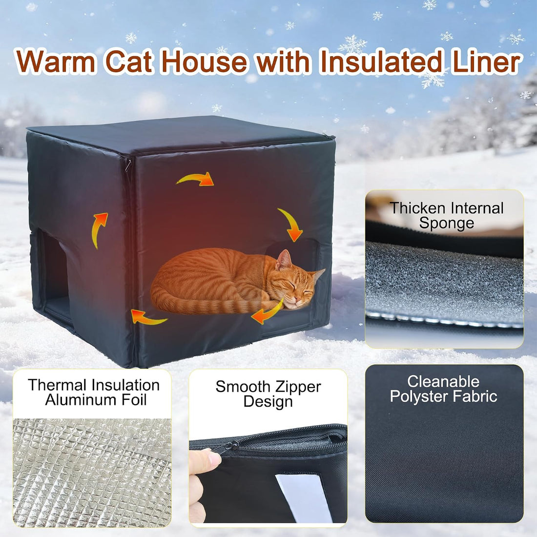 Insulated Cat House Outdoor Weatherproof Plastic Cats Houses