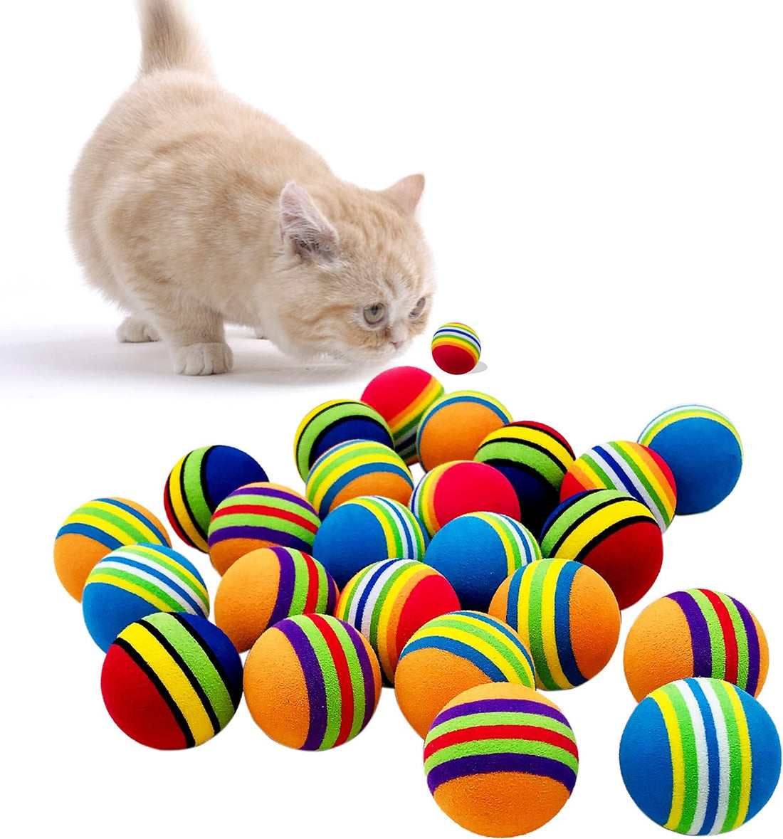 PET SHOW 15pcs 1.4" Interactive Cat Toy Balls for Indoor Cats