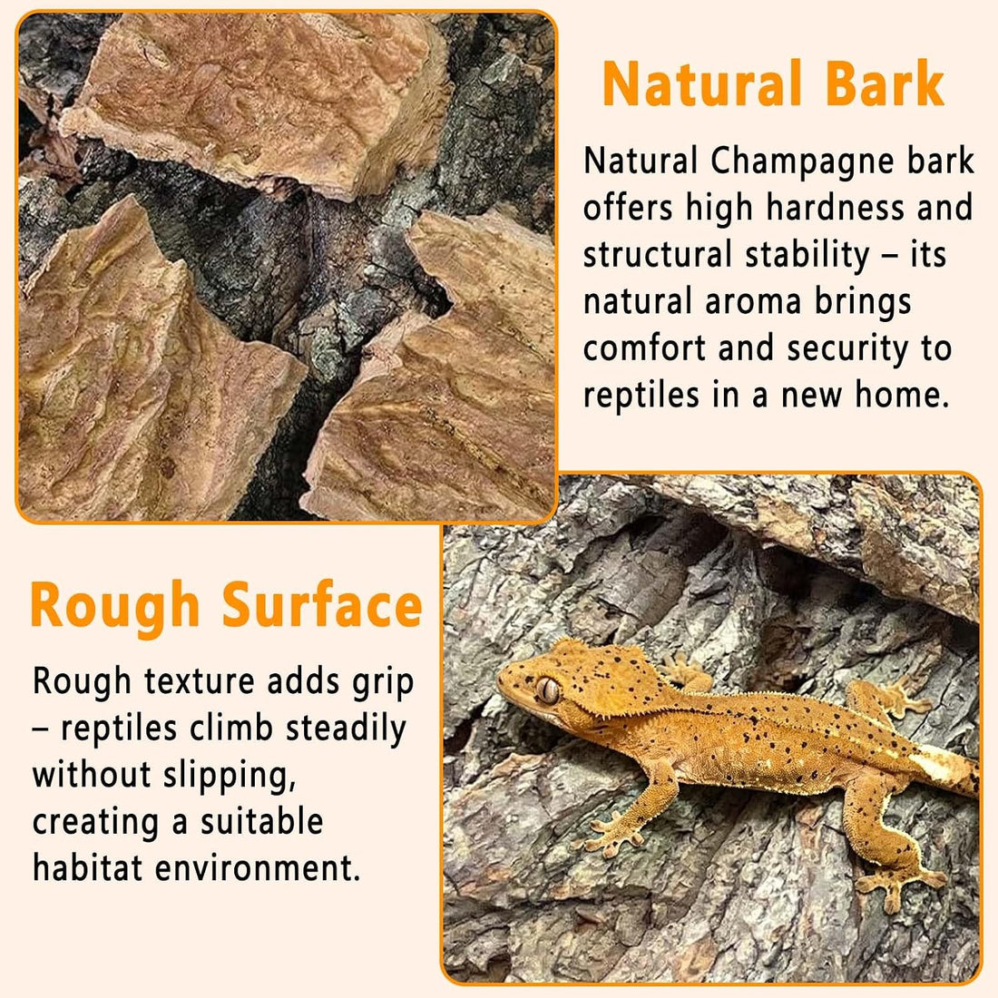 Reptile Cork Bark Bedding,Bulk 0.7 LB Natural Cork Flats