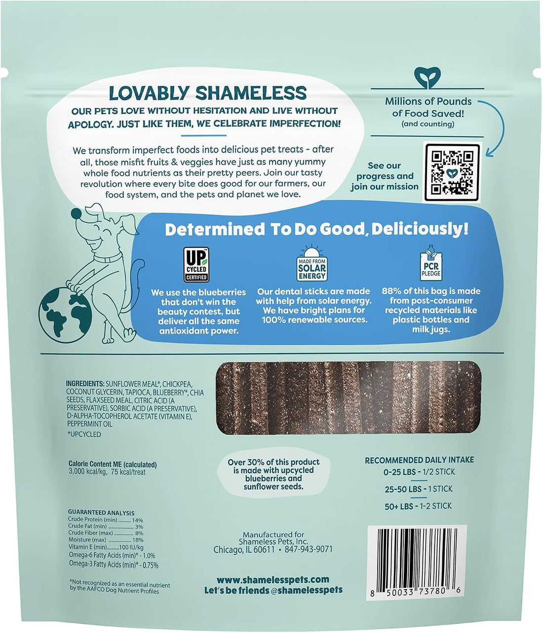 Shameless Pets Blueberry & Mint Dental Chews for Dogs, 32 Chews
