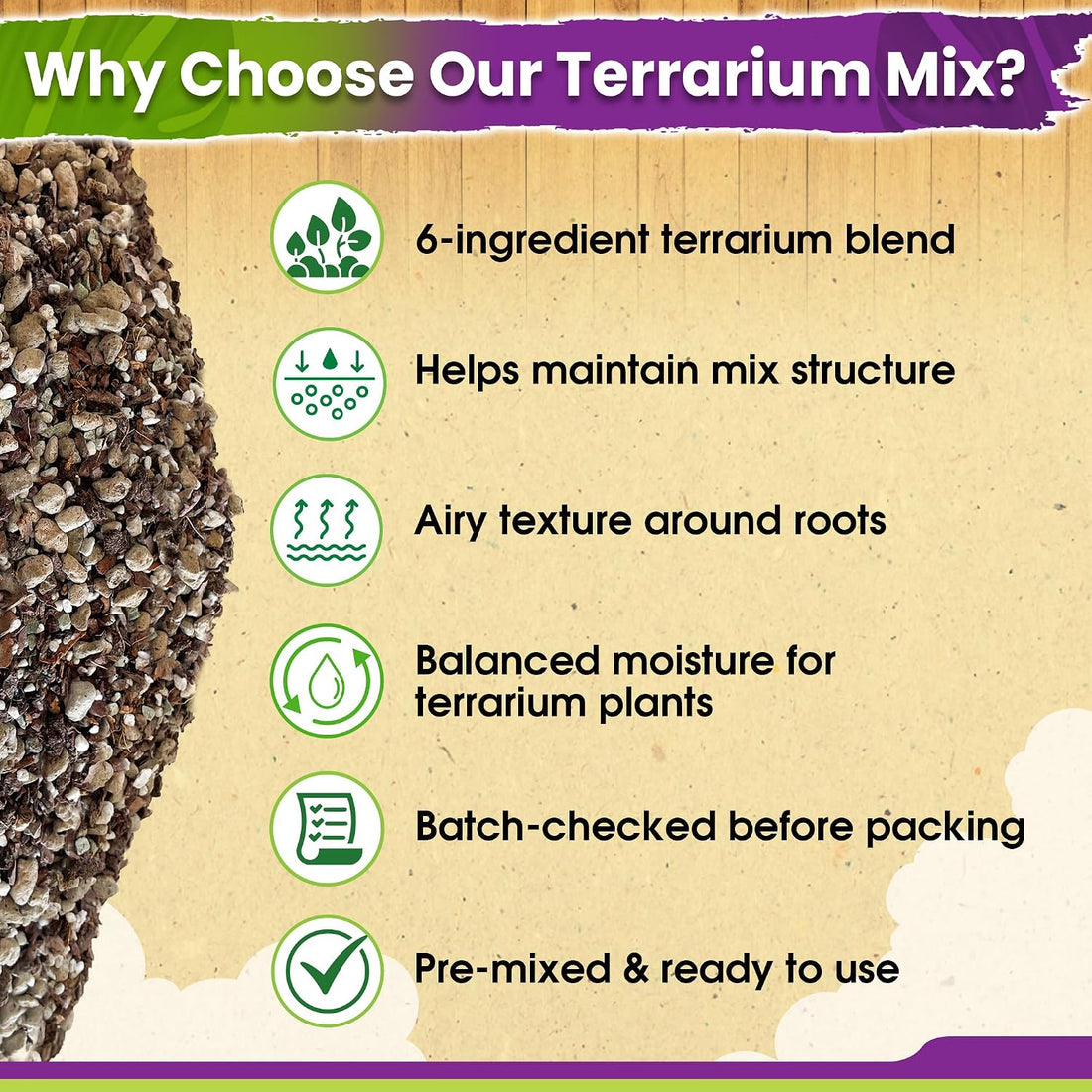 DUSPRO 6-in-1 Terrarium Soil Mix, Pre-Mixed & Ready to Use, 4QT