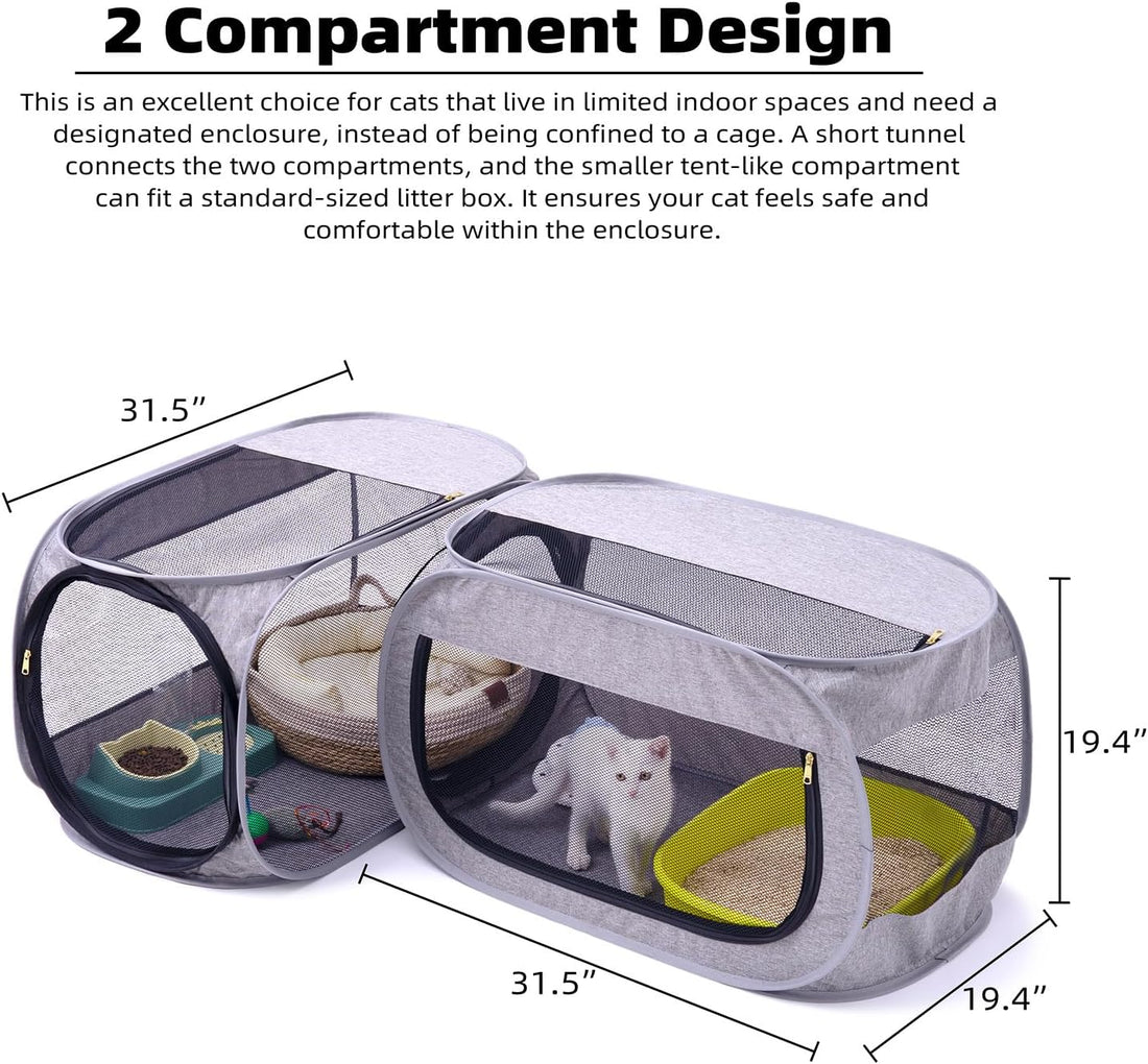 NAFU Corner Cat Playpen with Litter Box Compartment for Indoor Use