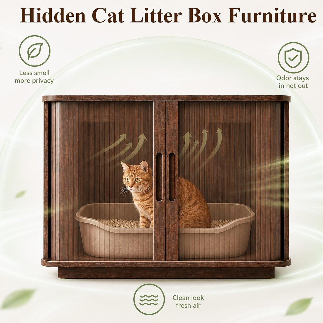 31.5" Litter Box Enclosure, Hidden Cat Furniture Cabinet