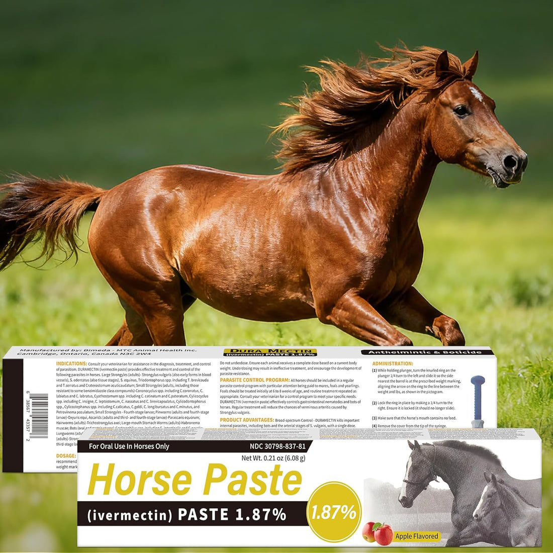 6 Pack Equine Paste 1.87% – 6.08g Each Apple Flavored Oral for Horse