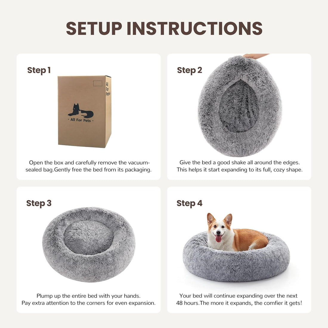 Donut Dog Bed Medium Size Dog, Round Cat Beds for Small Dogs