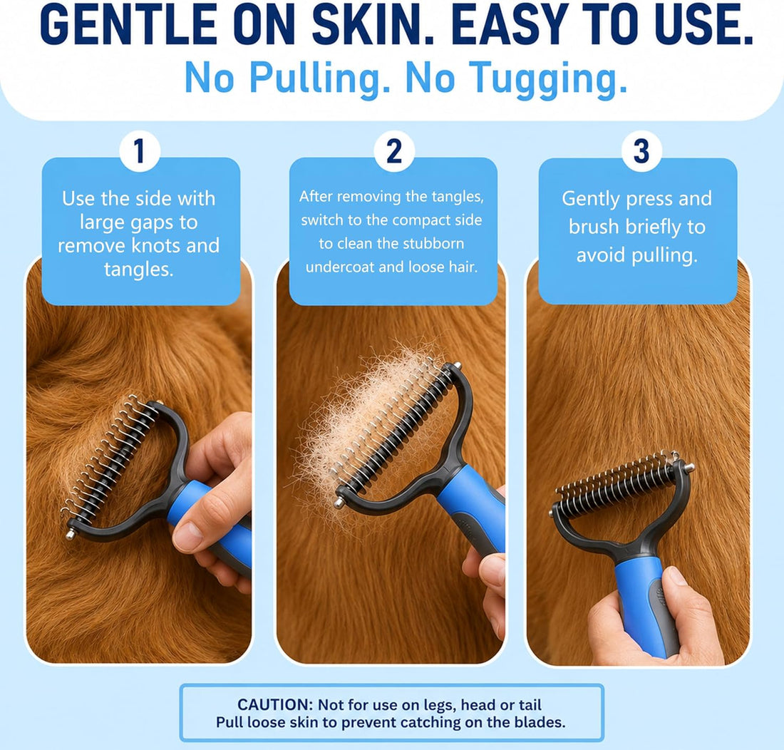 Deshedding Dog Brush for Shedding & Cat Undercoat Rake Pet Grooming