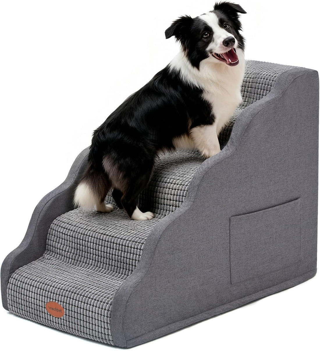 Woochpet 3-Step Dog Stairs, 23.6" Foam Pet Steps for High Beds