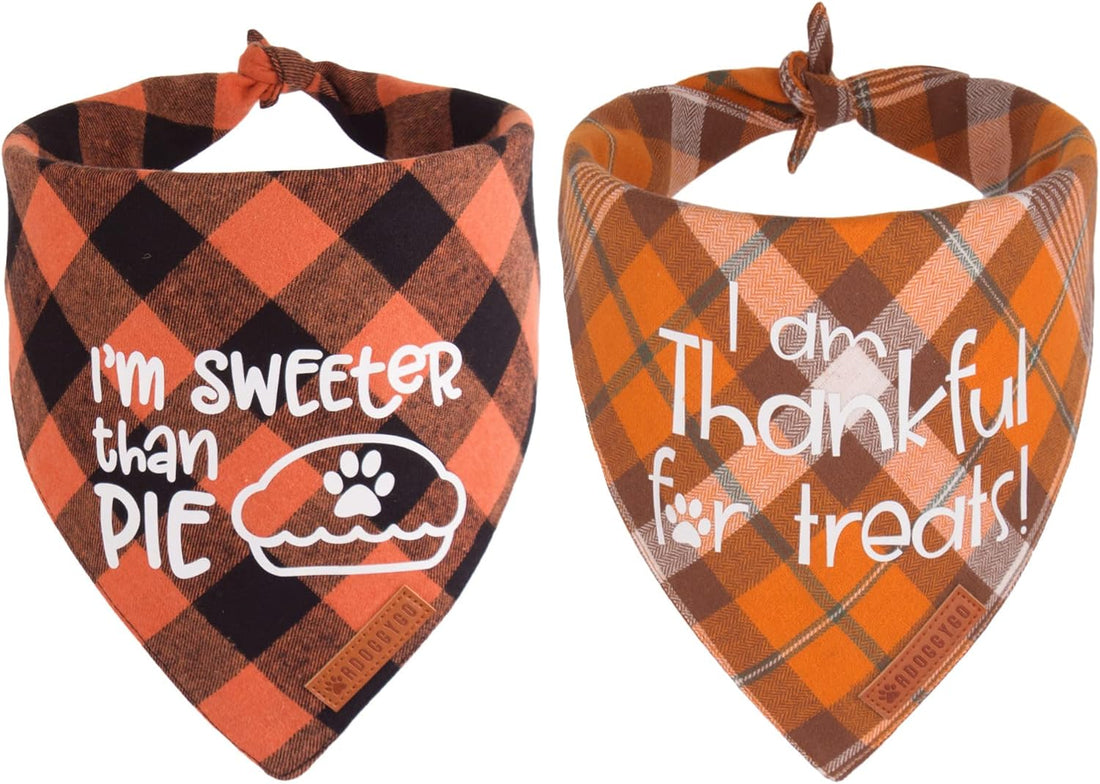 ADOGGYGO Halloween Dog Bandanas, Glow in Dark Plaid Dog Scarf