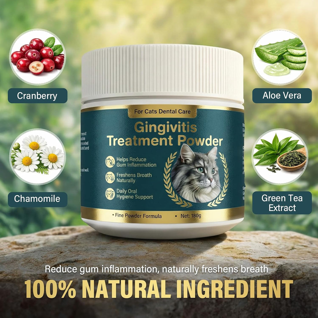 Plaque Powder for Cats, Dental Care Powder with Natural Extracts