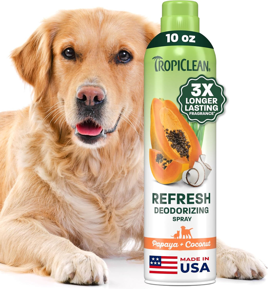 TropiClean Dog Perfume, Papaya Scented Dog Deodorizing Spray