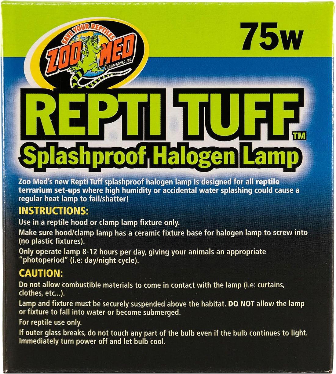 Zoo Med Turtle Tuff Splashproof Halogen Lamp 75 Watts