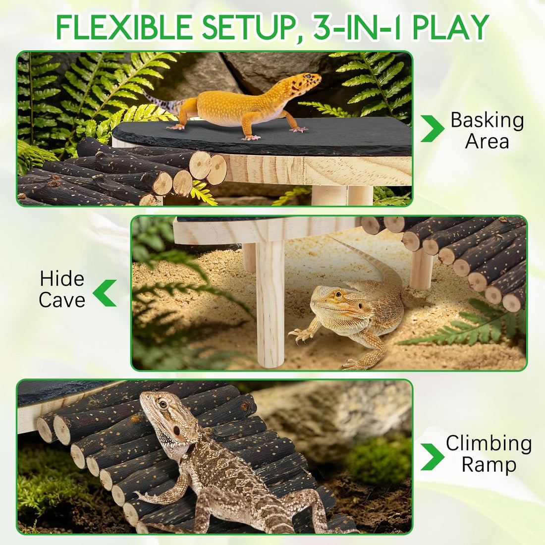 BNOSDM Bearded Dragon Basking Platform Climbing Rocks for Reptiles