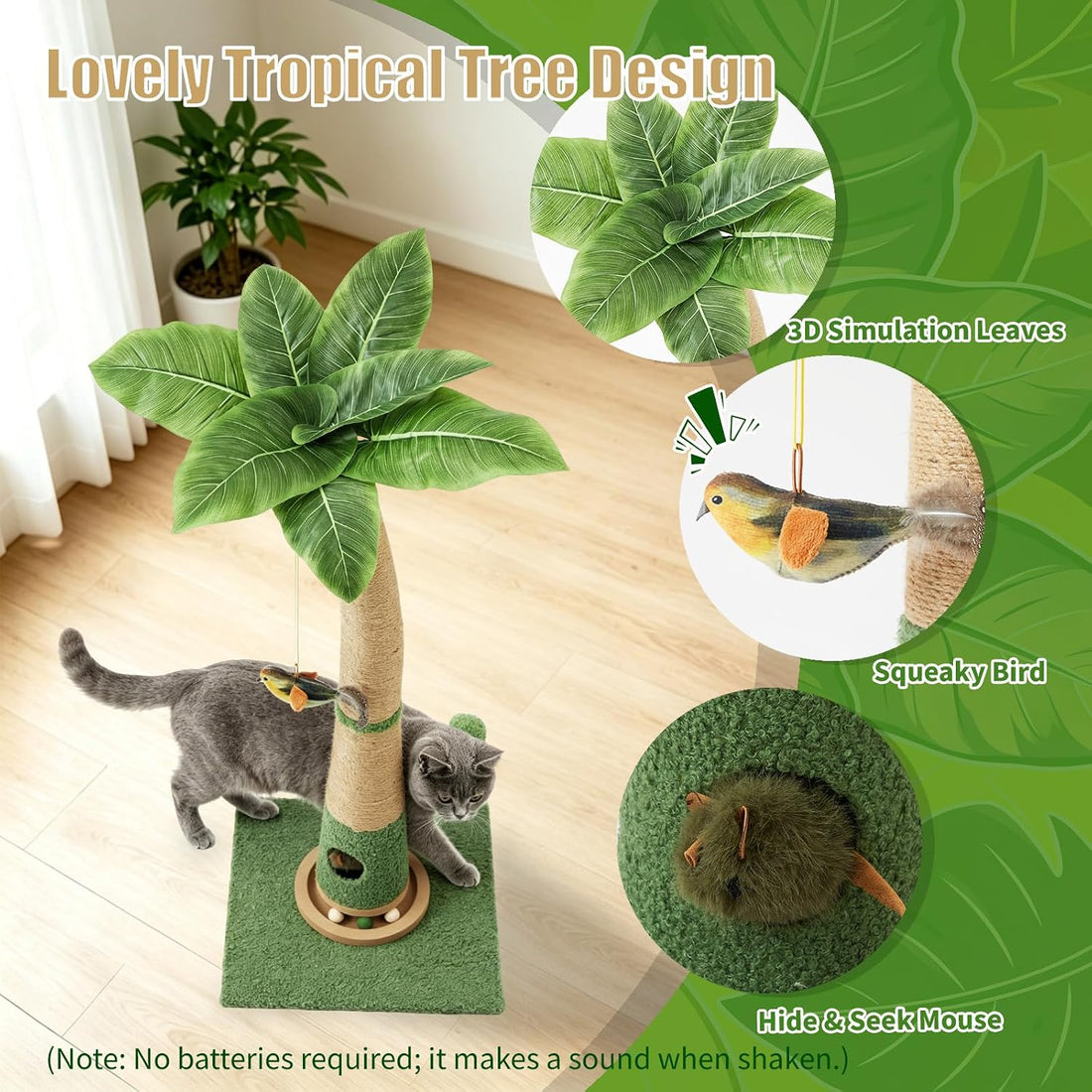 Cat Scratching Post, 40" Tall Scratcher Tree with Multiple