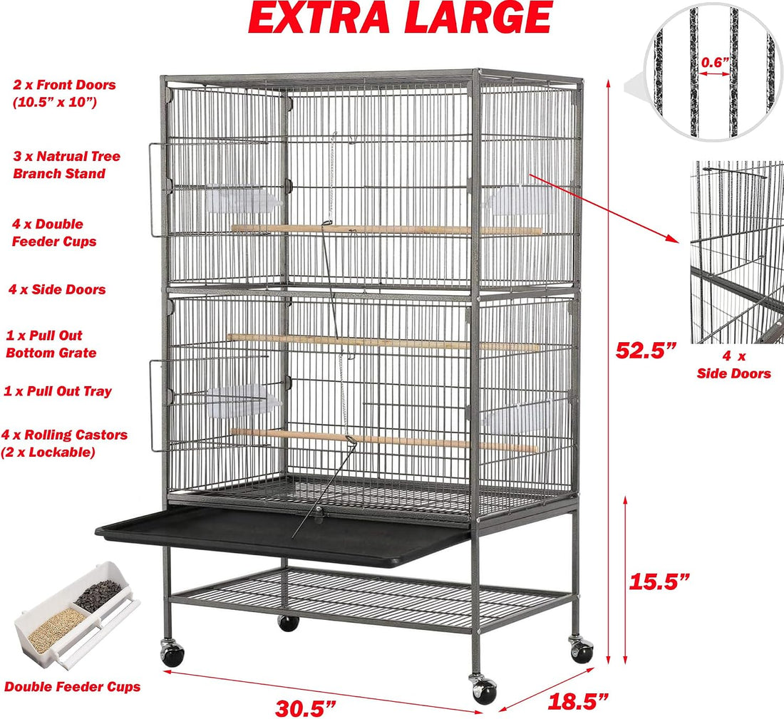 X-Large Sturdy Wrought Iron Breeding Flights Canary Parakeet