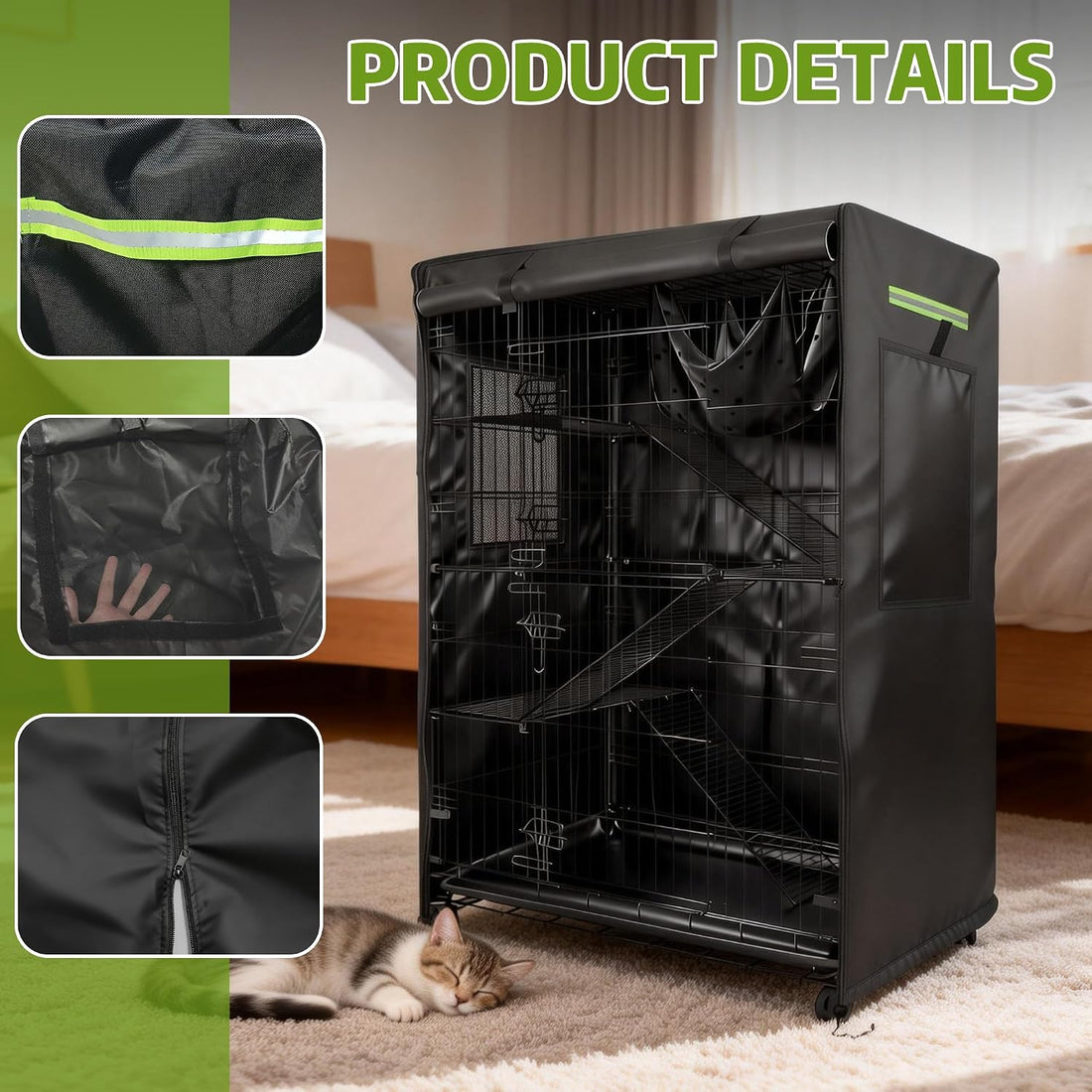 Cat Cage Cover 3 Tier, Waterproof Catio Cover for Outdoor Enclosure