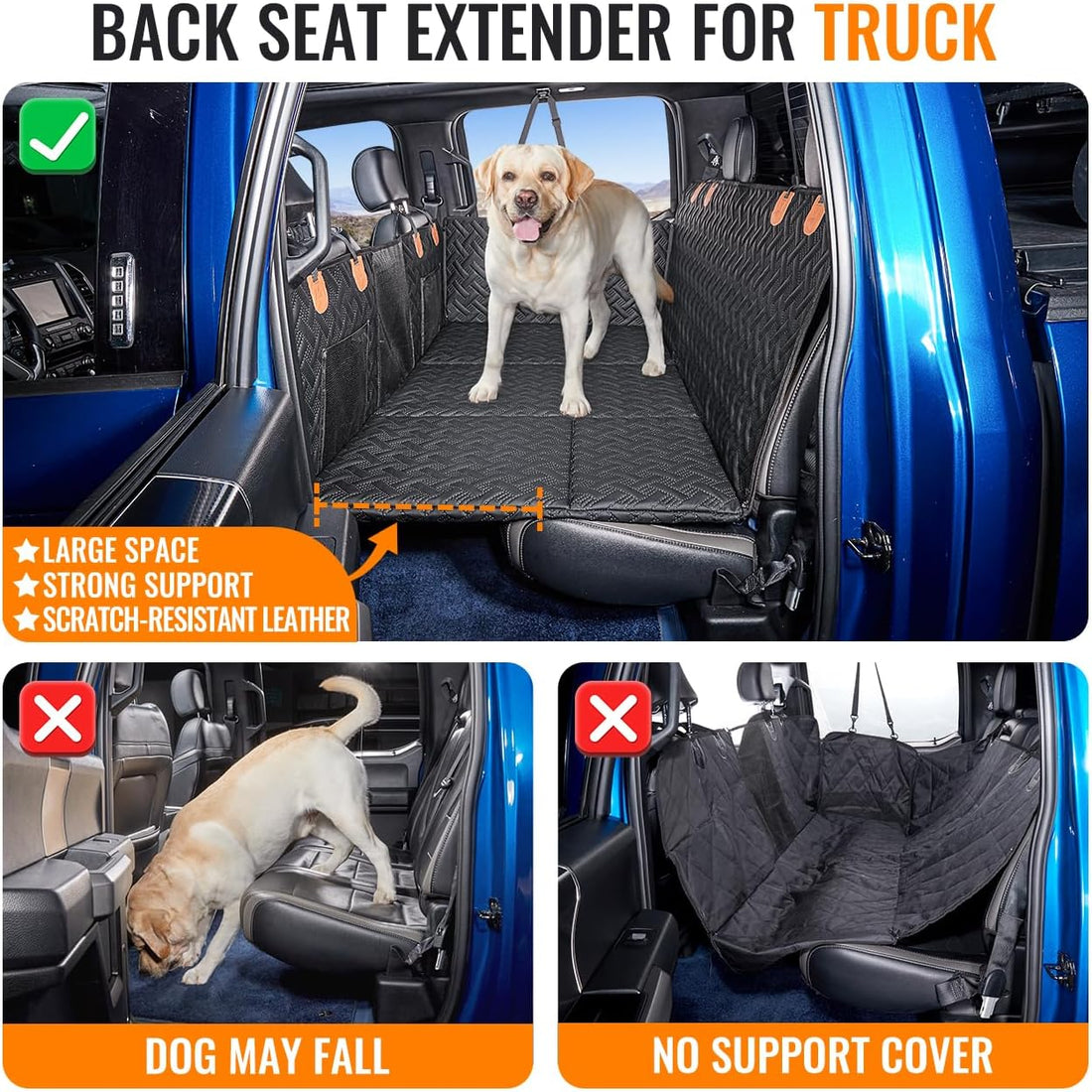 MAXFUT Dog Back Seat Extender for Truck,Truck Dog Seat Cover Back