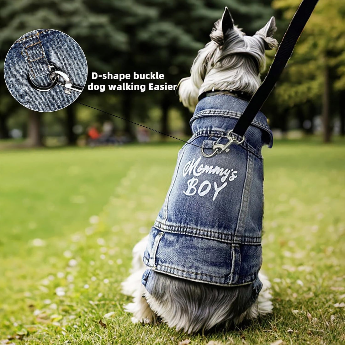 JcDuDoi Dog Jeans Jacket Mommy's Boy Denim Pet Coat for Puppy Small
