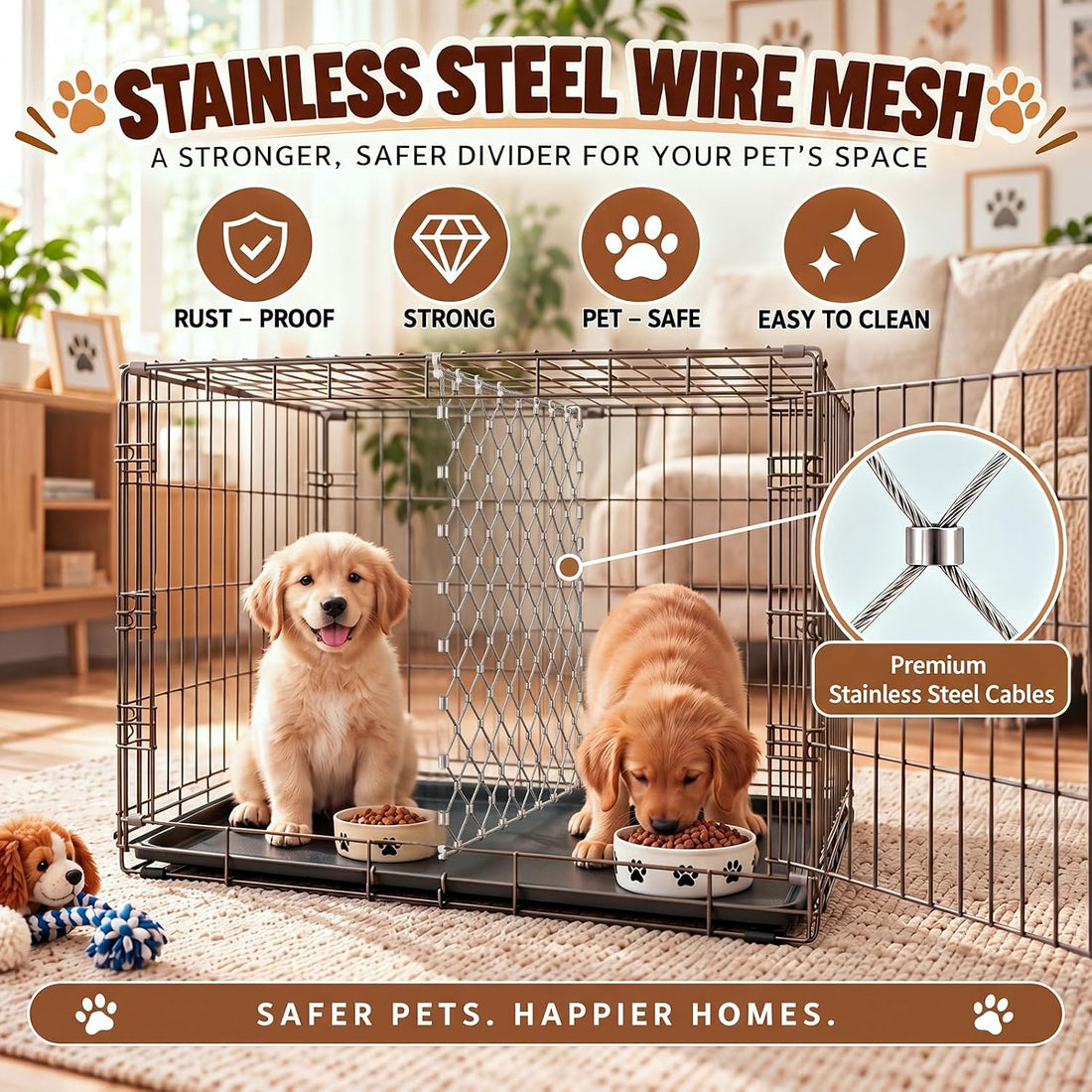 Dog Crate Divider for 42 Inch Crate, Stainless Steel Mesh