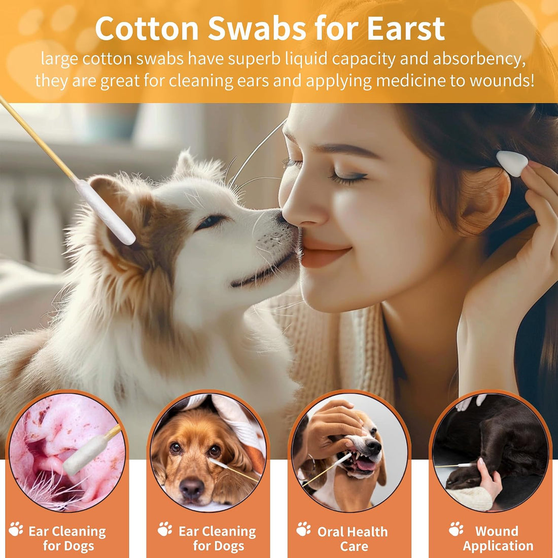 300 PCS 6 Inch Long Cotton Swabs in Box