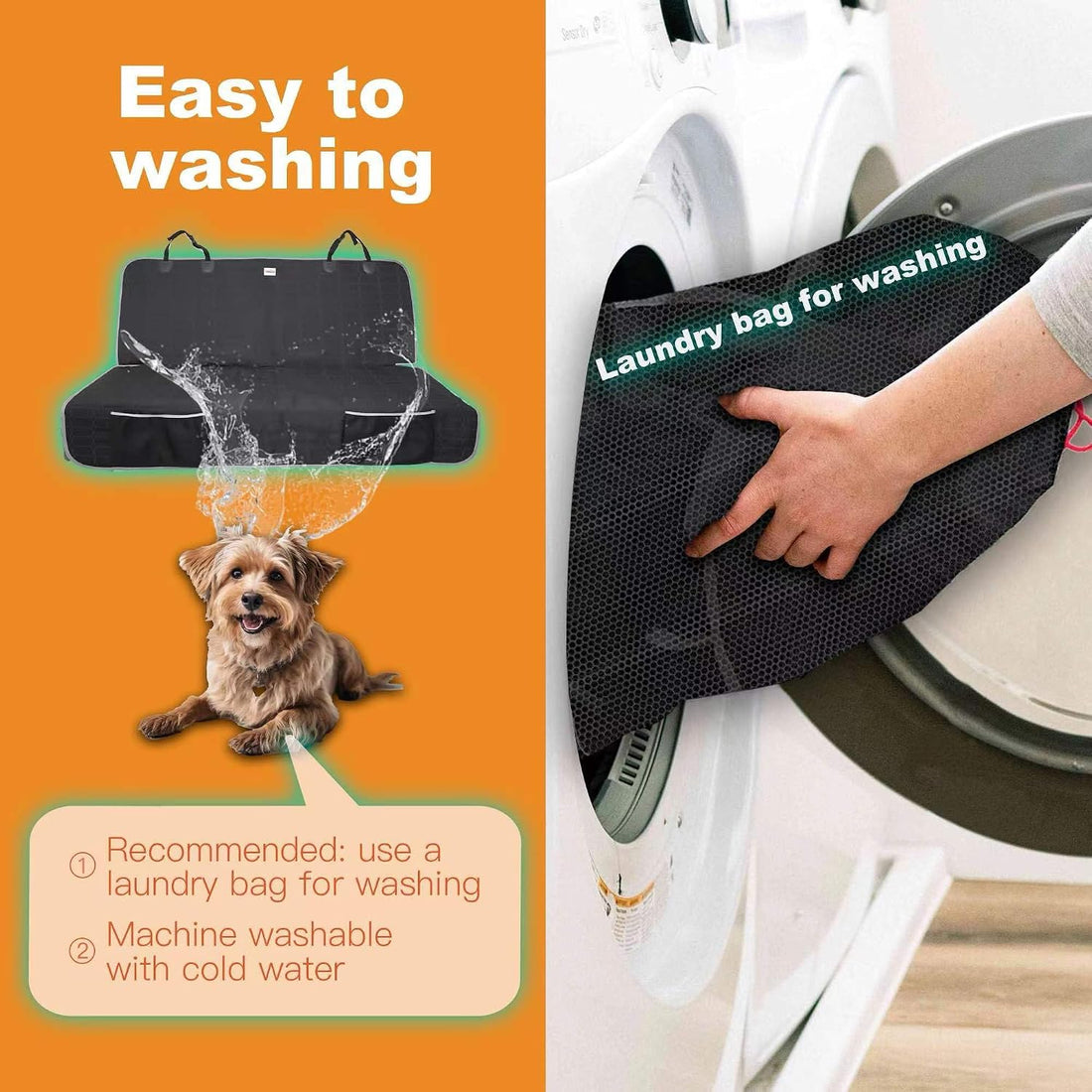Reliadura Dog Car Seat Cover for Back Seat,Washable Bench Seat Cover