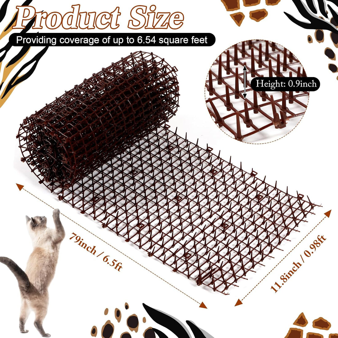 Zopeal 13ft Cat Deterrent Mat, Soft Spikes