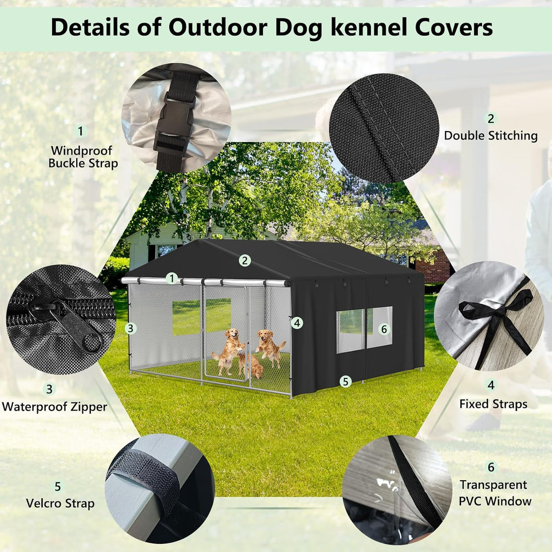 COSHNIBI Outdoor Dog Kennel Cover