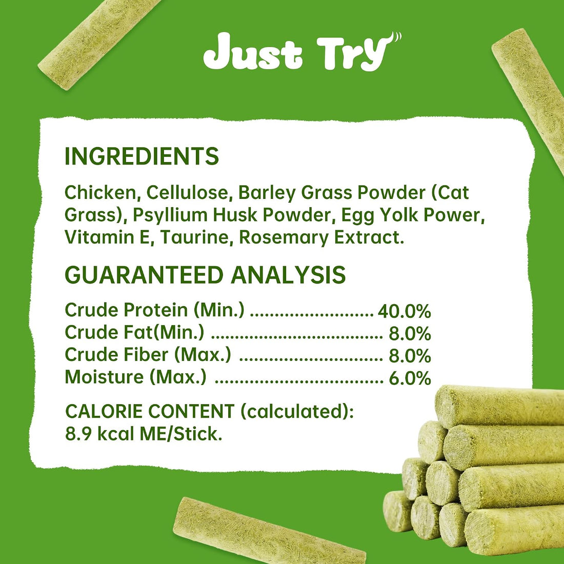 Just Try 500g Cat Grass Sticks,Cat Grass Treats for Teeth Cleaning