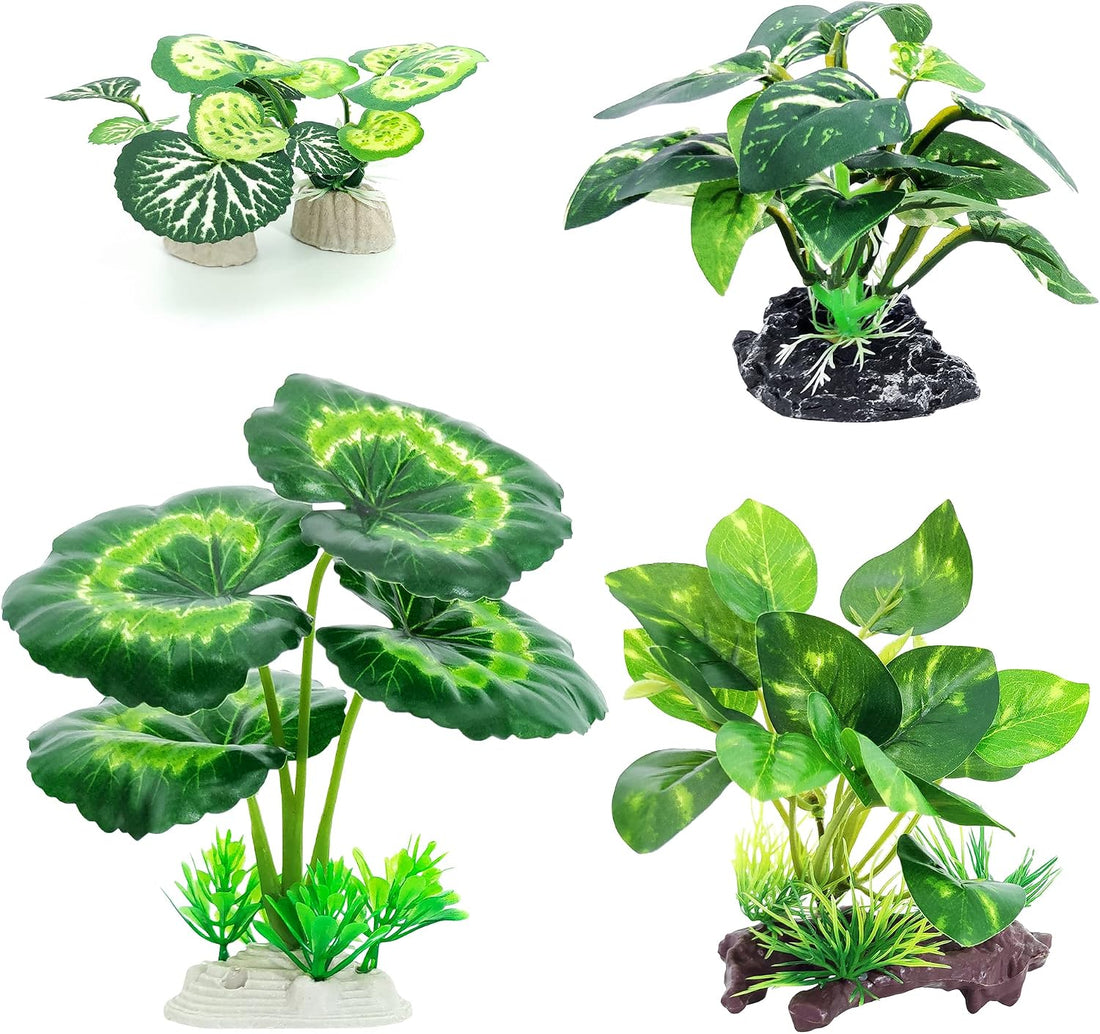 5Pack Tall Aquarium Plants - Reptile Habitat Plants Realistic Silk