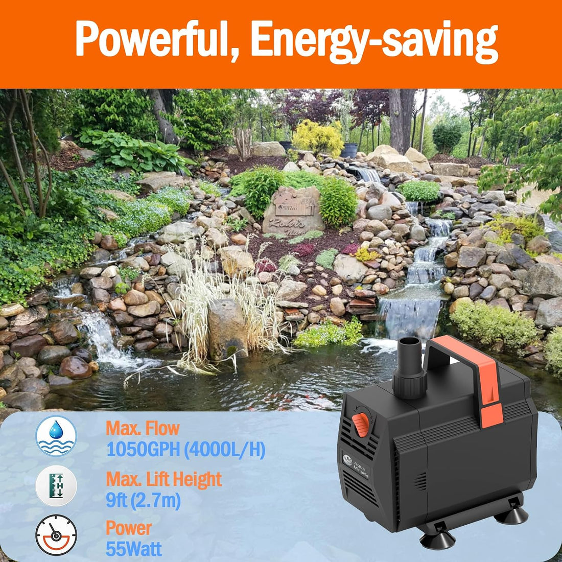 AquaMiracle 880GPH Aquarium Water Pumps Fountain Pump Pond Pump