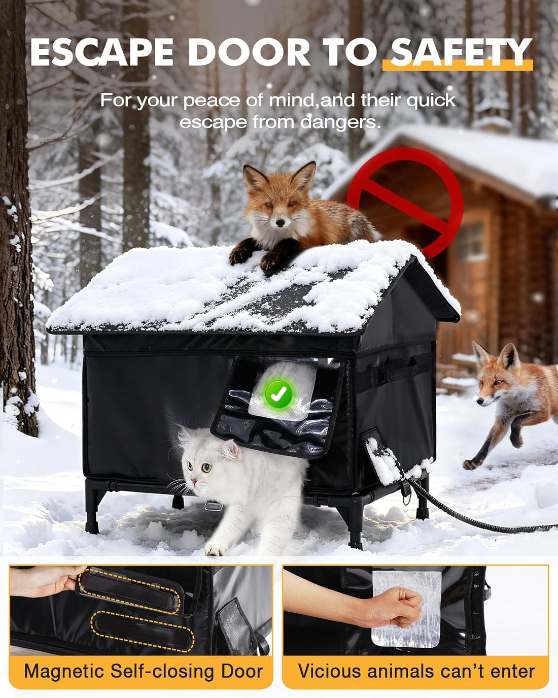 Heated Outdoor Cat House - Large Weatherproof Shelter for Multiple