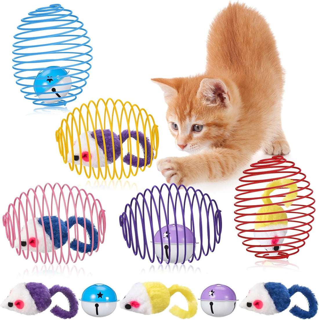Jecery 5 Pcs Cat Toys Spring