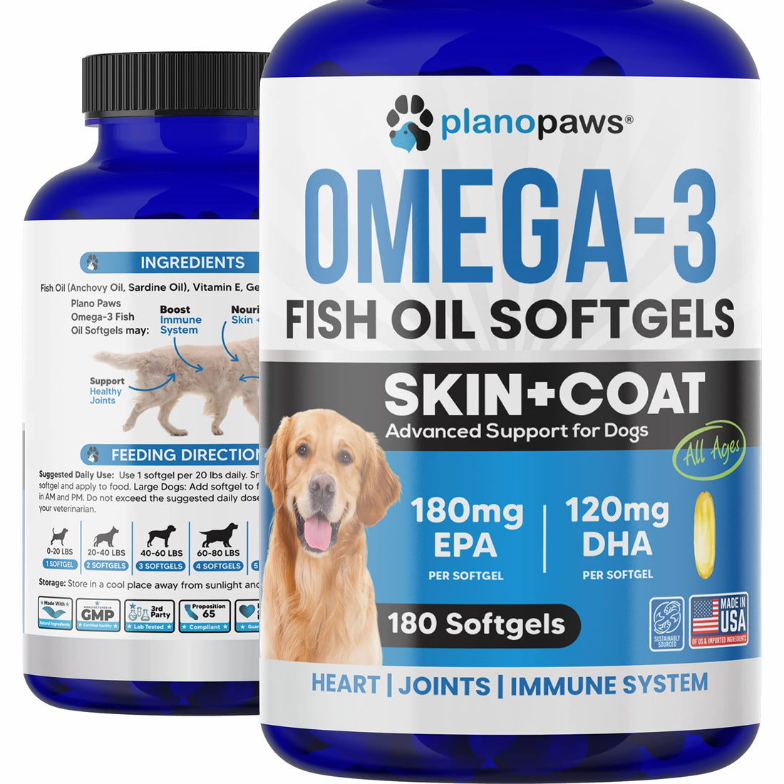 Omega 3 Fish Oil for Dogs Capsules - Salmon Oil for Dogs