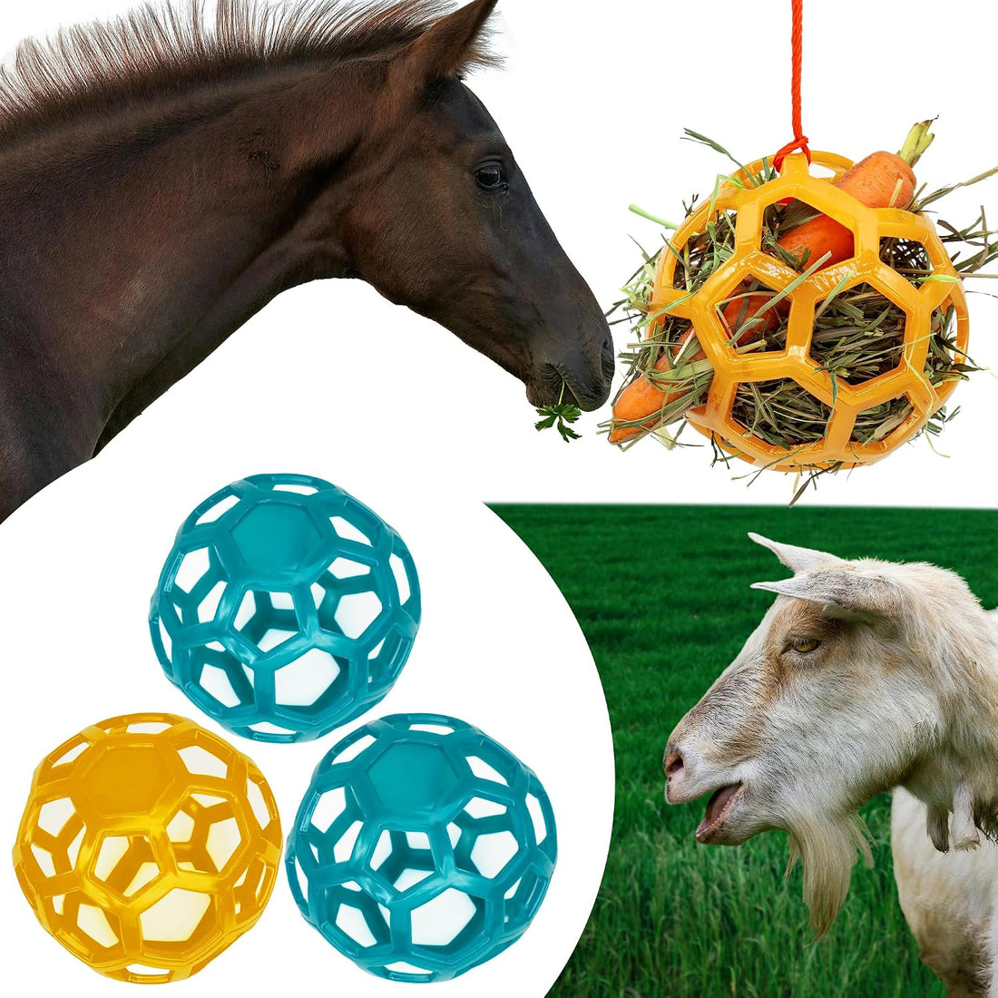 mayoken® 4 Pack Harden Horse Treat Ball Hay Feeder Toy