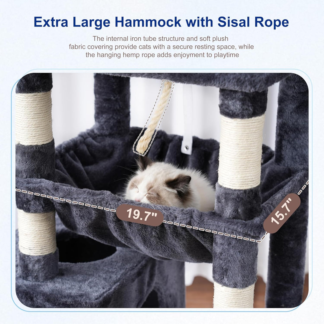Gitelsnour Cat Tree, Cat Tower for Large Cats with 2 Big Platforms