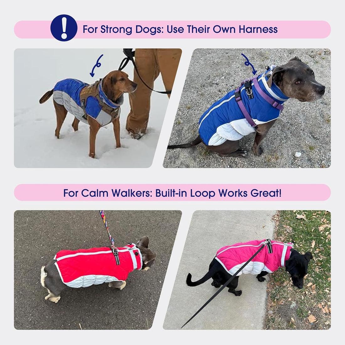 FUAMEY Dog Cold Weather Coats Reflective Dog Warm Jacket with Harness