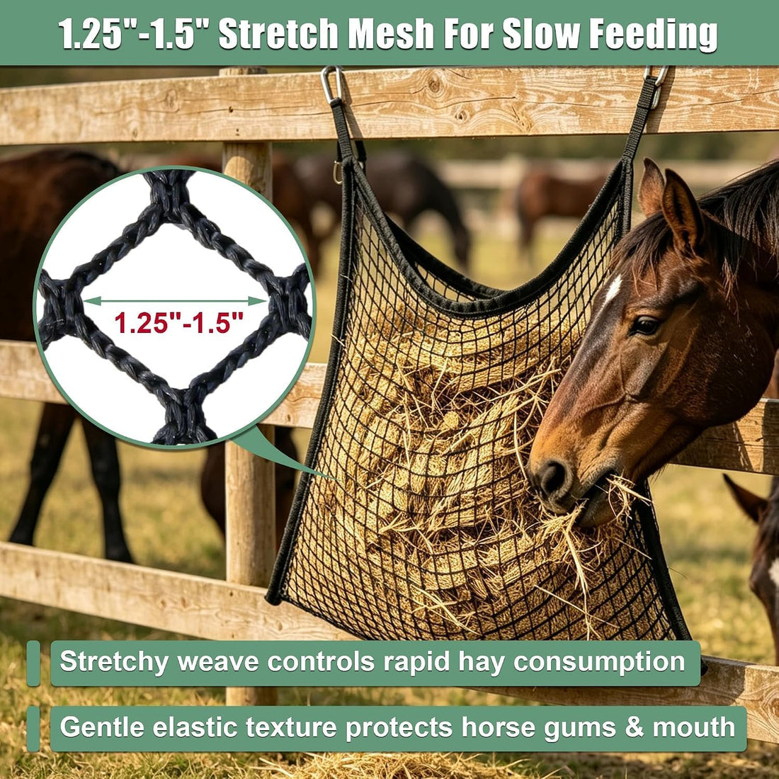 2pcs Slow Feed Hay Nets for Horses, Hay Bags for Horse 35×31 Inch