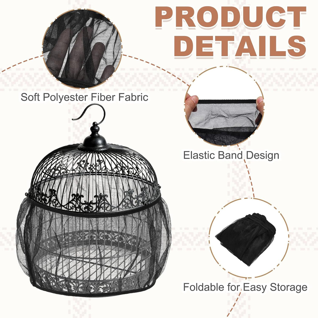 Bird Cage Seed Catcher, Bird Cage Net Cover Seeds Guard