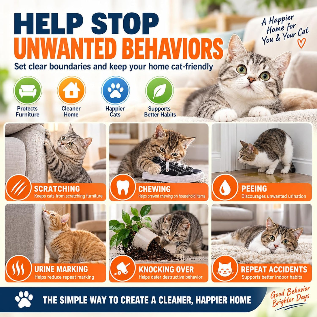 Cat Deterrent Spray, Cat Training Spray, No Pee Spray