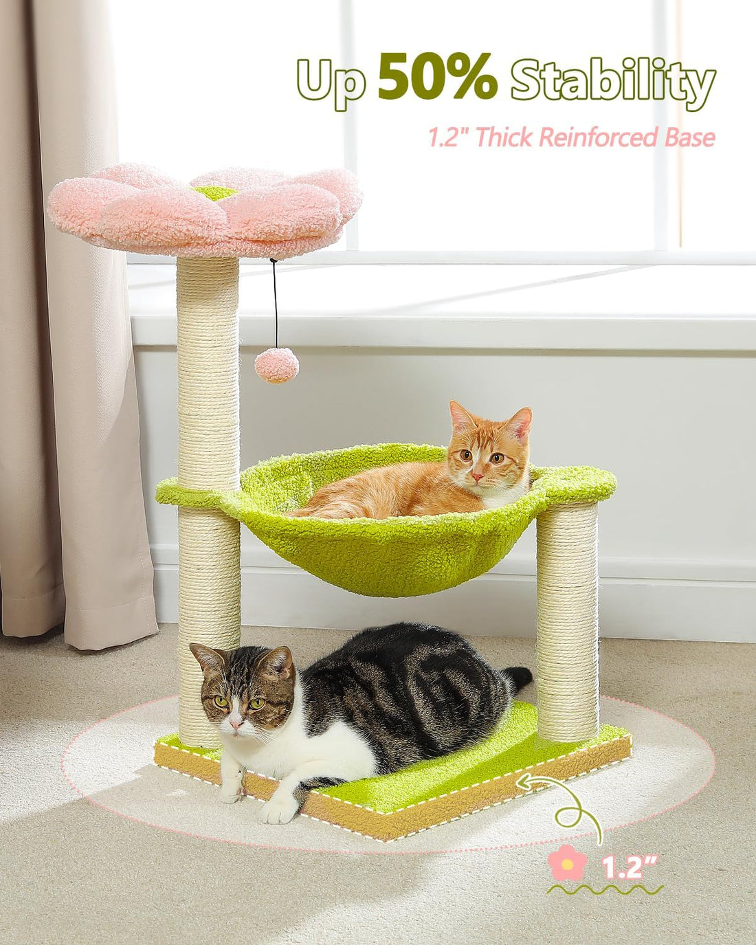 MUTTROS 28" Flower Cat Tree with Hammock & Sisal Post for Kittens
